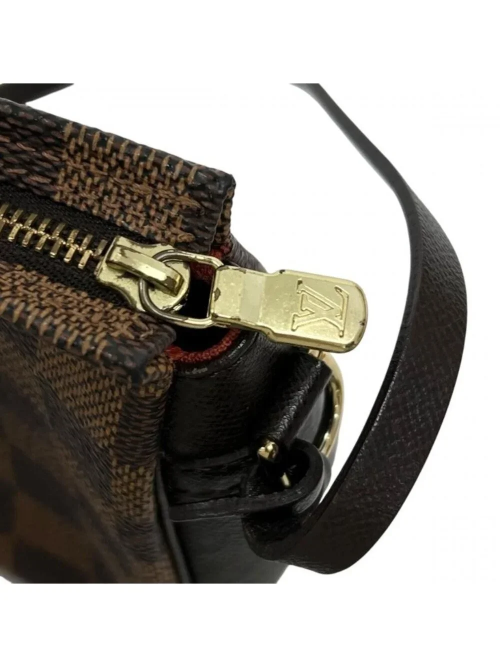 Louis Vuitton Handbag Trousse Makeup Pouch Damier Canvas Brown Gold